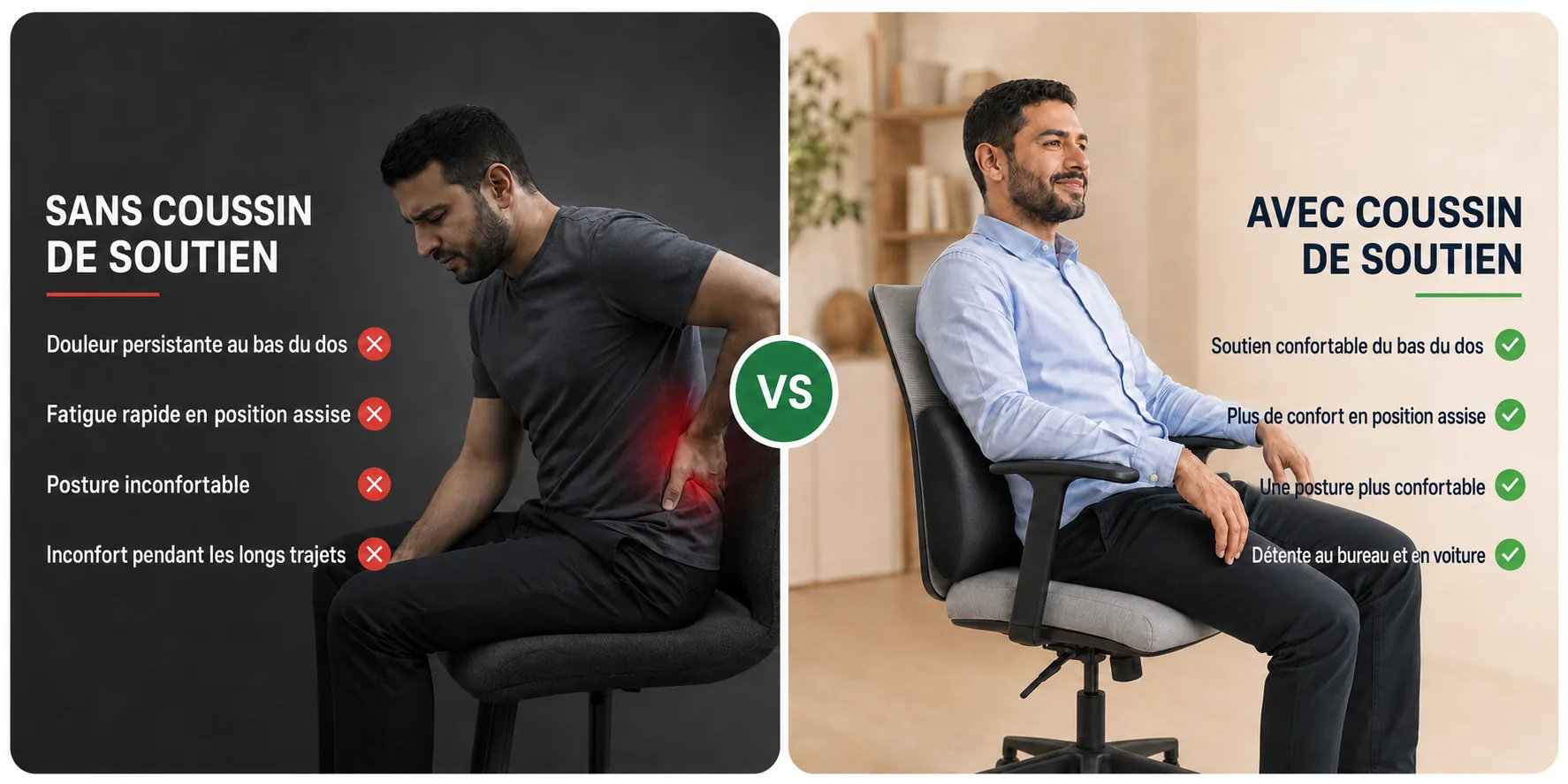Sans coussin de soutien vs avec coussin de soutien