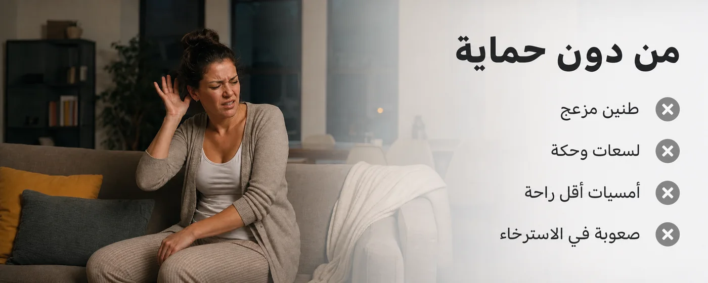 من دون حماية: طنين مزعج، لسعات وحكة، أمسيات أقل راحة، صعوبة في الاسترخاء.